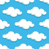 White clouds and sky seamless pattern