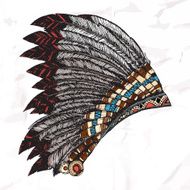 Hand Drawn Native American Indian Headdress N3