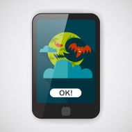 Halloween moon flat icon with long shadow eps10 N4