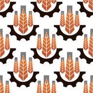 Wheat ears in gear wheels seamless pattern N2