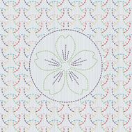 Traditional japanese needlework Sashiko with sakura flower N3