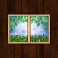 Window with summer landscape