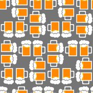 German seamless beer pattern with flat mug N2