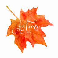 Watercolor maple leaf and Autumn word