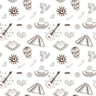 Mexican sketch set Seamless pattern