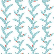 Blue branches with red accents on white background N2