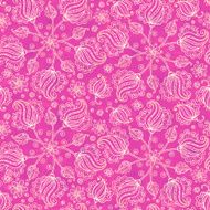 Pink vector doodle flowers seamless pattern