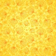 Orange vector doodle flowers seamless pattern