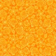 Orange abstract doodle flowers seamless pattern