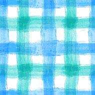 Seamless watercolor bold plaid pattern with blue stripes Vector background