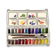 Paints watercolor sketch for your design N2