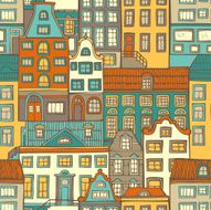 Vector seamless pattern of buildings