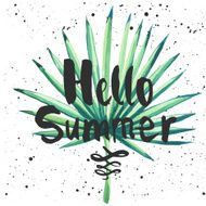 Vector illustration with watercolor palm leaf N2