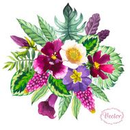 Vector illustration with watercolor flowers N38