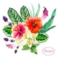 Vector illustration with watercolor flowers N39