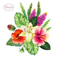 Vector illustration with watercolor flowers N48