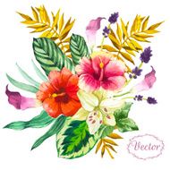 Vector illustration with watercolor flowers N49