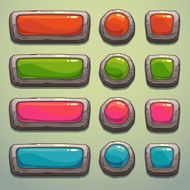 Set of cartoon stone buttons N3