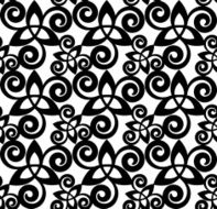 Black and white vector celtic triskels seamless pattern N4