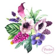 Vector illustration with watercolor flowers N56
