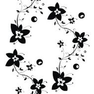Black and white seamless floral texture N2