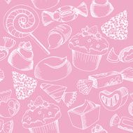 Vector cute candy pattern White graphic on pink background