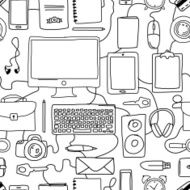 Seamless pattern with digital office devices N2