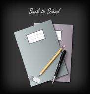 Back to School with workbooks and supplies template