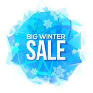 Big Winter Sale sign on blue ice and snowflakes background
