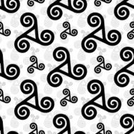 Black and white celtic triskels seamless pattern