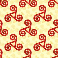 Red and yellow celtic triskels seamless pattern