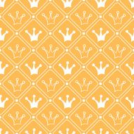 Simple seamless pattern with crown Orange and white colo