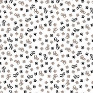 Seamless texture with cartoons cute paws and bows N2