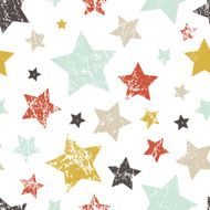 Vector seamless childish pattern with stars Grunge shabby style N2