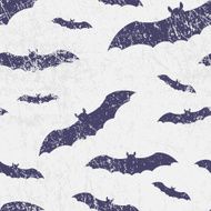 Vector seamless halloween pattern with bats Grunge shabby style N2