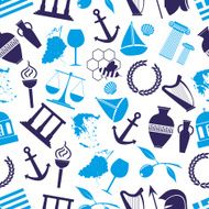 greece country theme symbols seamless blue pattern eps10 N2