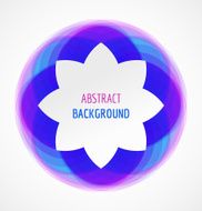 Abstract white floral banner on blue circle background N2