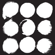 Grunge paint circle vector element set Brush smear stain texture N3