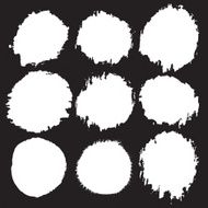 Grunge paint circle vector element set Brush smear stain texture N5