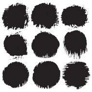 Grunge paint circle vector element set Brush smear stain texture N7