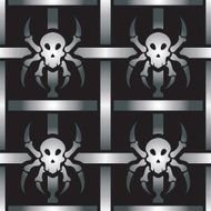 Halloween Stylized Skull Spider Seamless Pattern N2