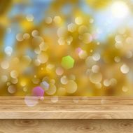 Empty table of wooden planks on autumn background
