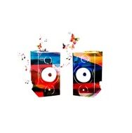 Colorful vector speakers background with butterflies