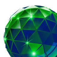 Plastic pixilated background with dimensional sphere synthetic