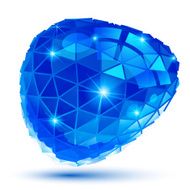 Textured plastic geometric object with flashes pixilated 3d