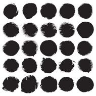 Grunge paint circle vector element set Brush smear stain texture N8