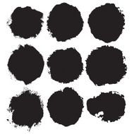 Grunge paint circle vector element set Brush smear stain texture N10