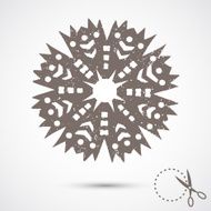 Paper snowflake with scratches on grey background Silhouette