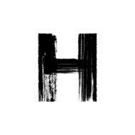 Letter H hand drawn with dry brush N2