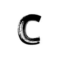 Letter C hand drawn with dry brush